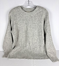 LOFT Outlet Women pullover sweater XS Gray Solid Casual Cozy Crew Acrylic