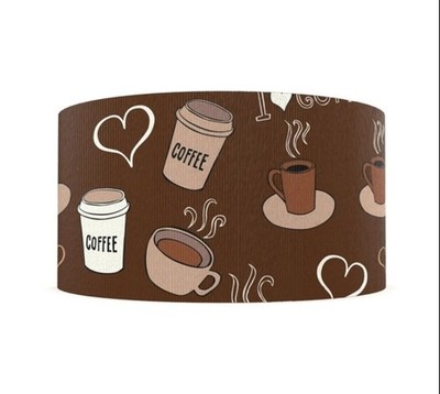7/8 inch (1 yard) Coffee Bean Espresso cafe Printed Grosgrain Ribbon 1275121