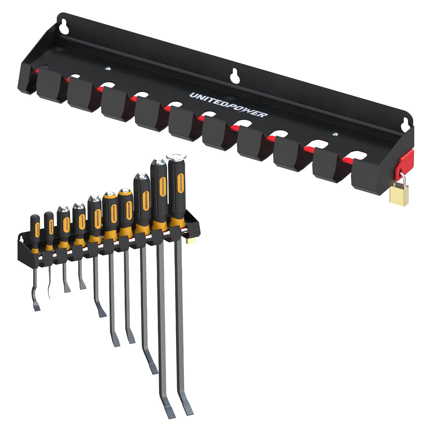 Lockable Wall Mount Pry Bar Holder for Workshop & Shed Storage