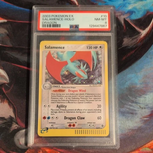 2003 POKEMON EX DRAGON #10 SALAMENCE-HOLO PSA 8