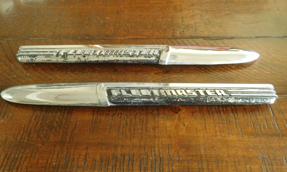 1947 1948 Chevrolet Fleetmaster Emblem Ornament GM Chevy LH RH Pair - Image 2 of 4