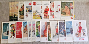 23 Coca-Cola National Geographic Ads Various Themes 1950s 1960s  Fair /Poor Cond