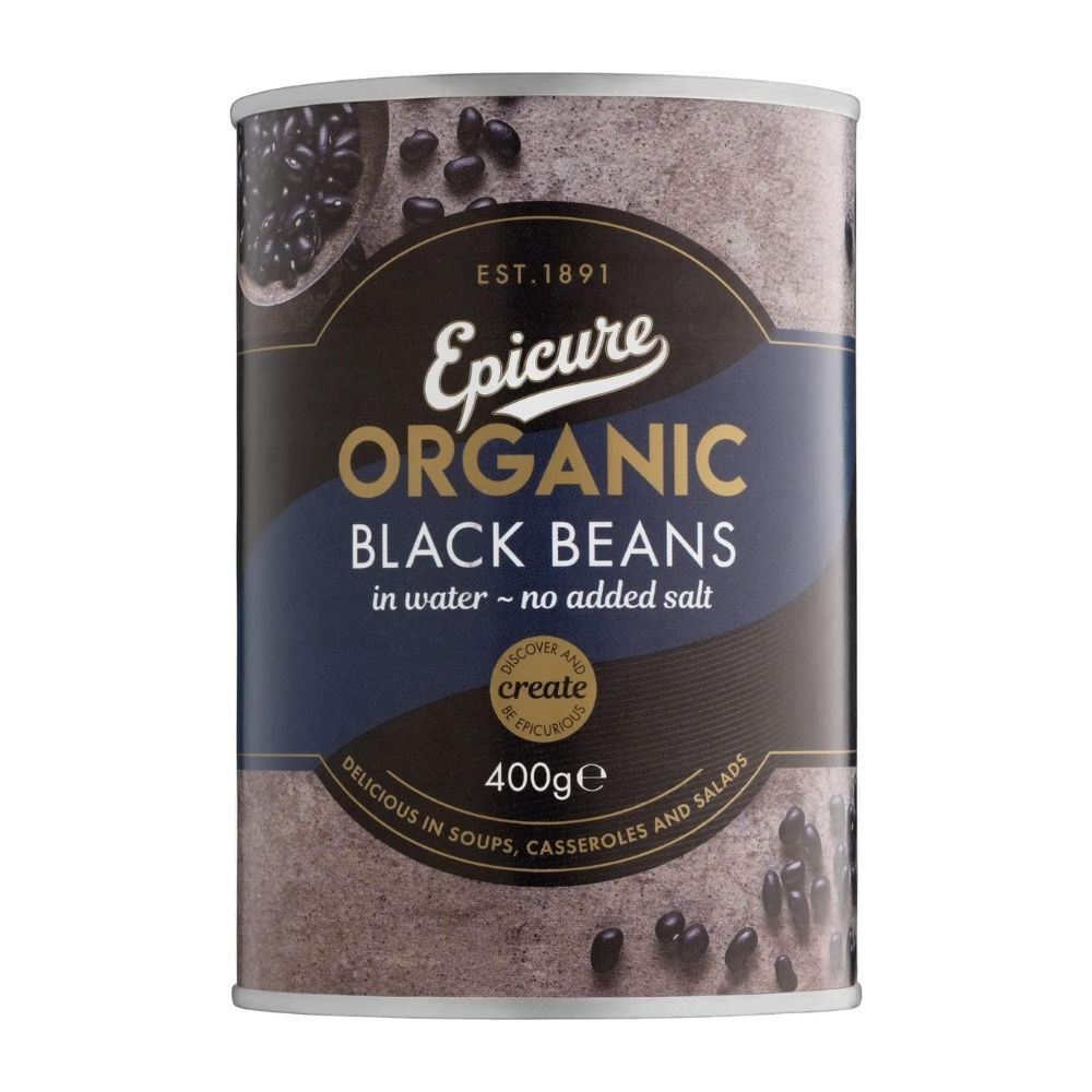 Epicure Organic Black Beans In Water 6x400g Tinned Organic
