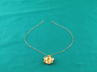 Risis Orchid Brooch/Pendent 24 k Gold Plated Petite 14k GF Necklace