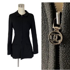 USED CHANEL COCO MARK ZIPPER BEAUTIFUL COAT/JACKET GOOD