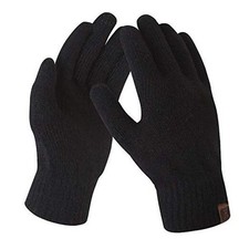 Women's Winter Touchscreen Wool Magic Gloves Warm Knit Fleece One Size Black