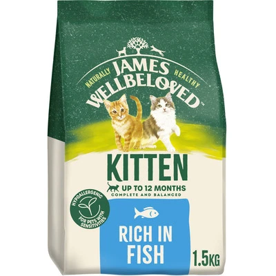 1.5kg James Wellbeloved Natural Kitten Complete Dry Cat Food Fish