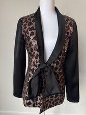 New Sequins Jacket Gold Red Black Animal Print Belted Evening Small Chanel Seq