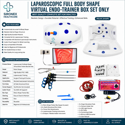 Laparoscopic Pelvic Trainer Shape with 5 Basic Instruments Set Virtual Reusable