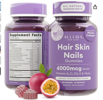 Hair Skin and Nails Vitamins for Women  Extra Strength 6000mcg Biotin Hair Gummy