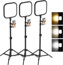3 Pack LED Video Panel Light, 2500-8500K Dimmable Studio Lights with Tripod Stan