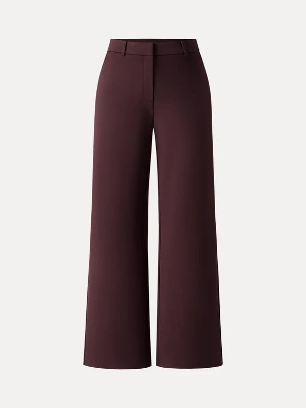 OGL High Rise Wide Leg Trousers with Zippered Pockets. Dark Berry, Size Small