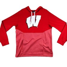 Fanatics Wisconsin Badgers Red W Block Logo Hoodie Mens Large NWT