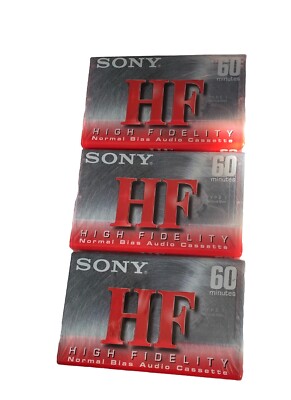 3 - Sony HF Type I Normal Bias Recording Blank Cassette Tapes 60 min New