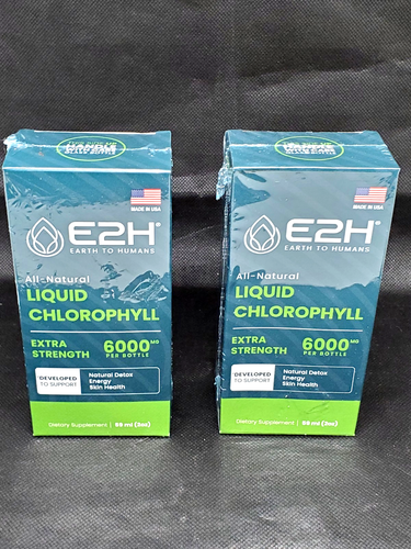 Lot of 2 E2H Liquid Chlorophyll 2 oz All Natural Energy Booster Immune Support