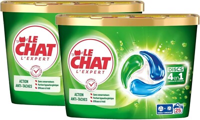 LE CHAT Discs Lessive capsules 4 en 1 Fraicheur Rosée du matin 25 capsules pas cher