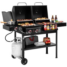 Royal Gourmet 2-Burner Gas and Charcoal Combo Grill with Side Burner