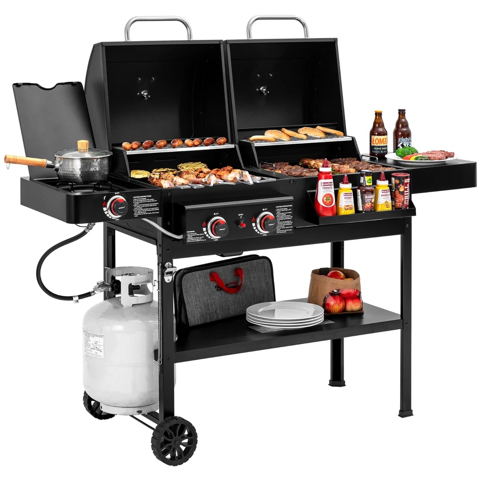 Royal Gourmet 2-Burner Gas and Charcoal Combo Grill with Side Burner