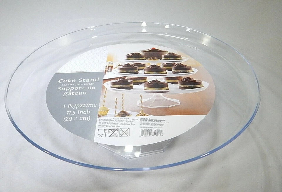 Soporte de plástico transparente para pasteles de postre para servir artículos medianos 11,5" de Amscan TF Foto 3 de 4