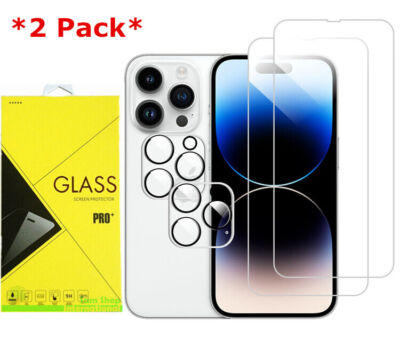 2P FullCover Tempered Glass Screen/Camera Protector For Apple iPhone 14+/Pro Max