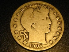 1904-S 90% Silver Barber Half Dollar BETTER DATE