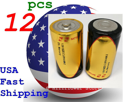 12 pcs X Size C LR14 MN1400 EN93 TT 0%Hg Top Duty Bulk 1.5V Alkaline Battery