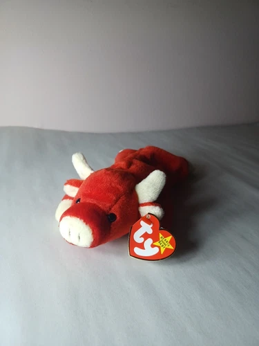 TY Beanie Baby 1995 Snort The Bull Yellow Star Retired Vintage