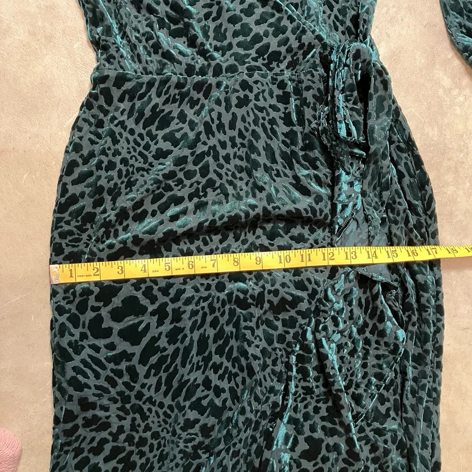 Calvin Klein Dress Womens 8 Malachite Leopard Dark Green Burn Out Velvet - Image 3 of 4