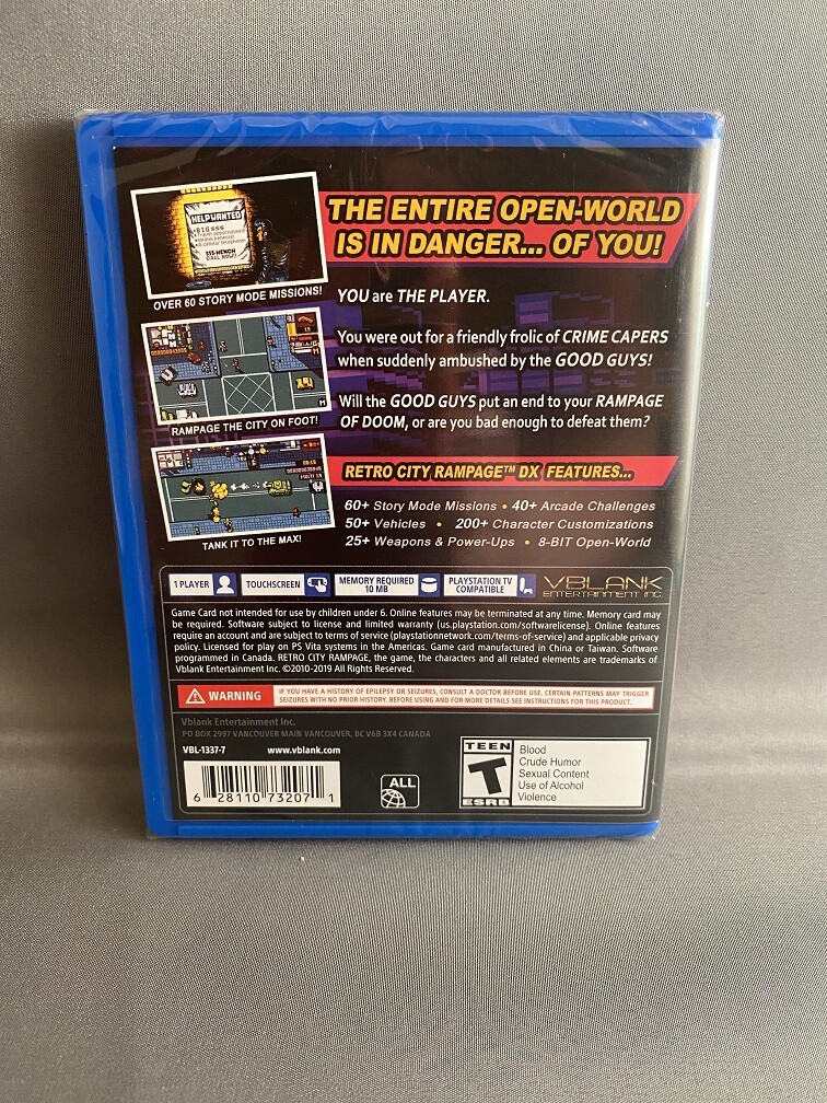 Retro City Rampage DX Sur PS Vita – Neuf Sous Blister, édition Physique Rare