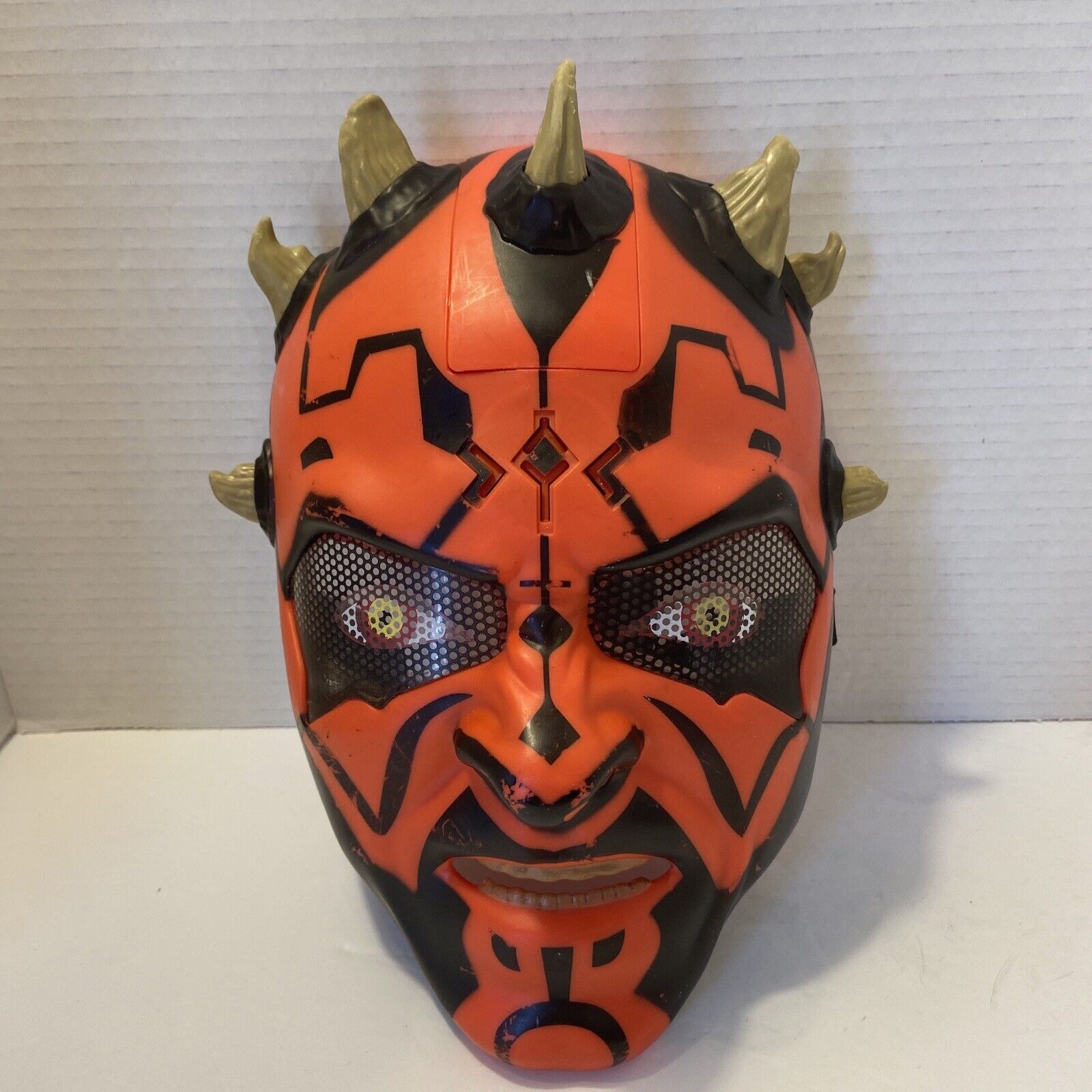 Darth Maul Star Wars 2011 Talking Adjustable Mask Halloween Costume Hasbro WORKS