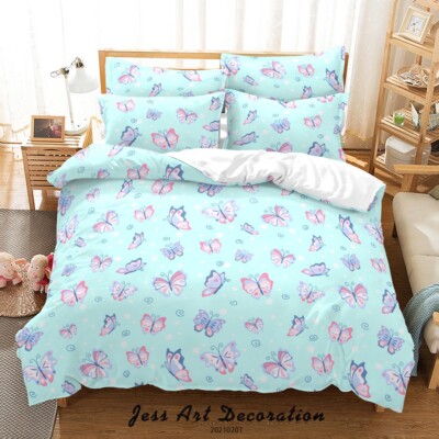 3D Butterfly Pattern Colorful Quilt Cover Set Bedding Sets Pillowcases 64