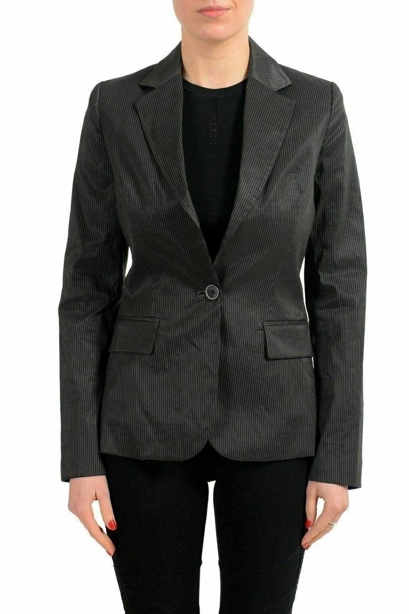 Blazer Femme Just Cavalli Laine Noire Rayé - Taille S (IT 40), Neuf Sans étiquettes, élégant