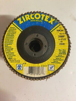 Zircotex 8pk Zircotex 40 grit flap disc angle grinder P/N z4500f 4-1/2