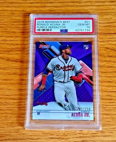 RONALD ACUNA JR. 2018 Bowman's Best #51 PSA 10 Rookie RC Purple Refractor /250