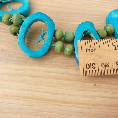 VTG Tribal Womens Belt Medium Blue Bone Disc Bead Beaded Artisan Handcrafted 90s VTG Tribal Womens Belt Medium Blue Bone Disc Bead Beaded  main image 4