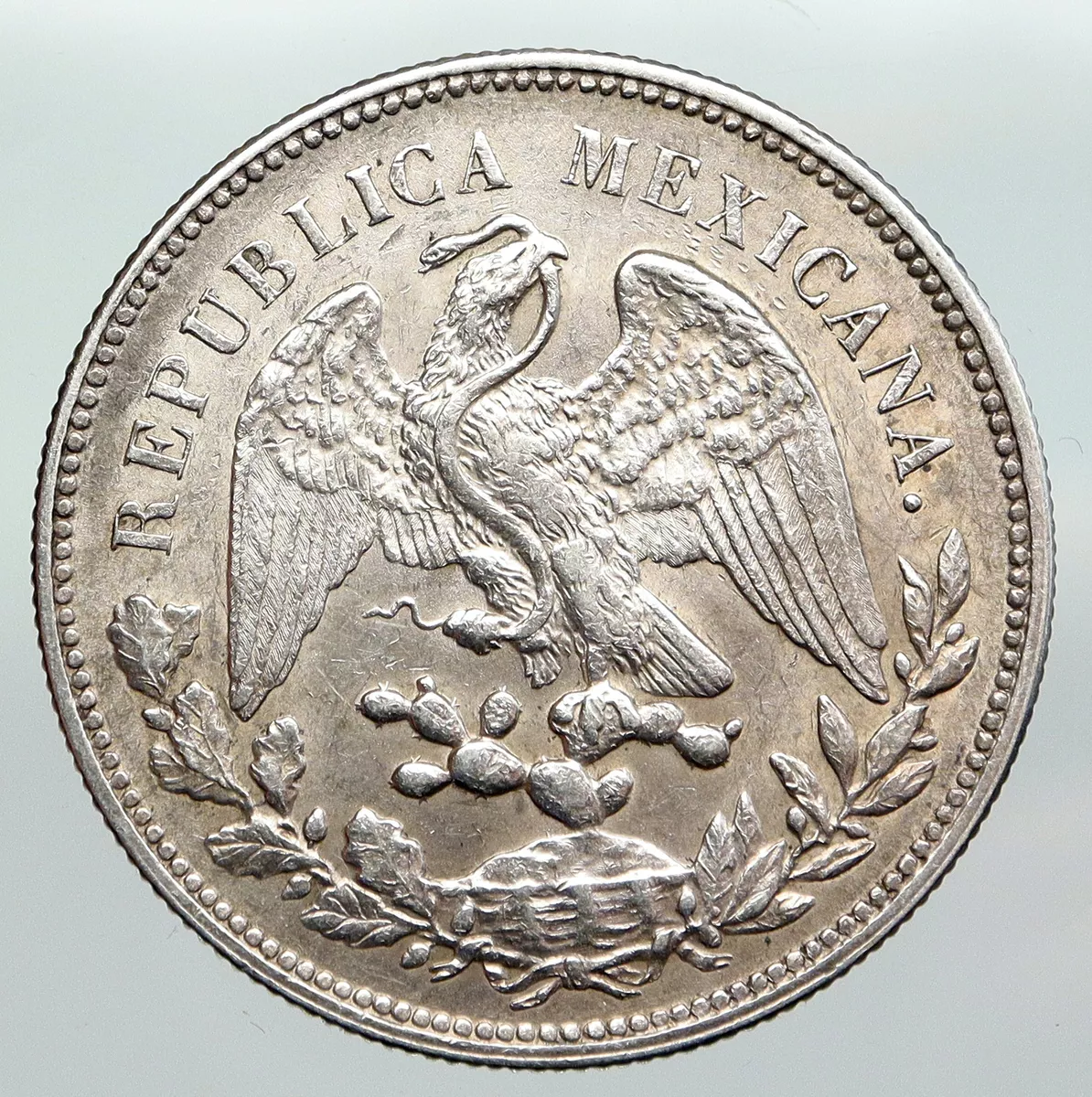 1902 Mo AM MEXICO Large Eagle Sun Antique Mexican OLD Silver Peso.