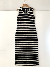 MAX STUDIO Black Cream Stripe Knit Sleeveless Maxi Dress xs