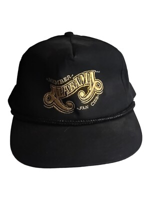Vintage 80s Alabama Band Fan Club Trucker Hat Snapback Black & Gold Rope Hat VTG