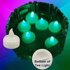 NEW SAFE FLOATING CHRISTMAS Green LED TEA LIGHTS LIGHTING DECORATIONS 12 PIECES