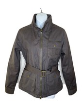 Horseware Ireland Belted Brown Jacket Coat Plaid Lining Us 6 Zip Snap Pockets