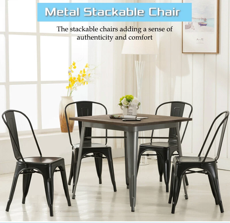 Silla de metal de 18 pulgadas silla de comedor de cocina patio para taburete de bar interior exterior, 4 piezas Foto 4 de 4