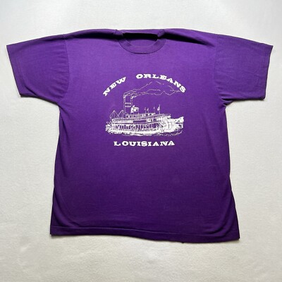 Vintage New Orleans Louisiana Ferry Boat T-Shirt Size L/XL Single Stitch History