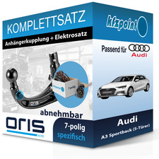ORIS Anhängekupplung abnehmbar und E-Satz 7polig für Audi A3 Sportback 19- neu