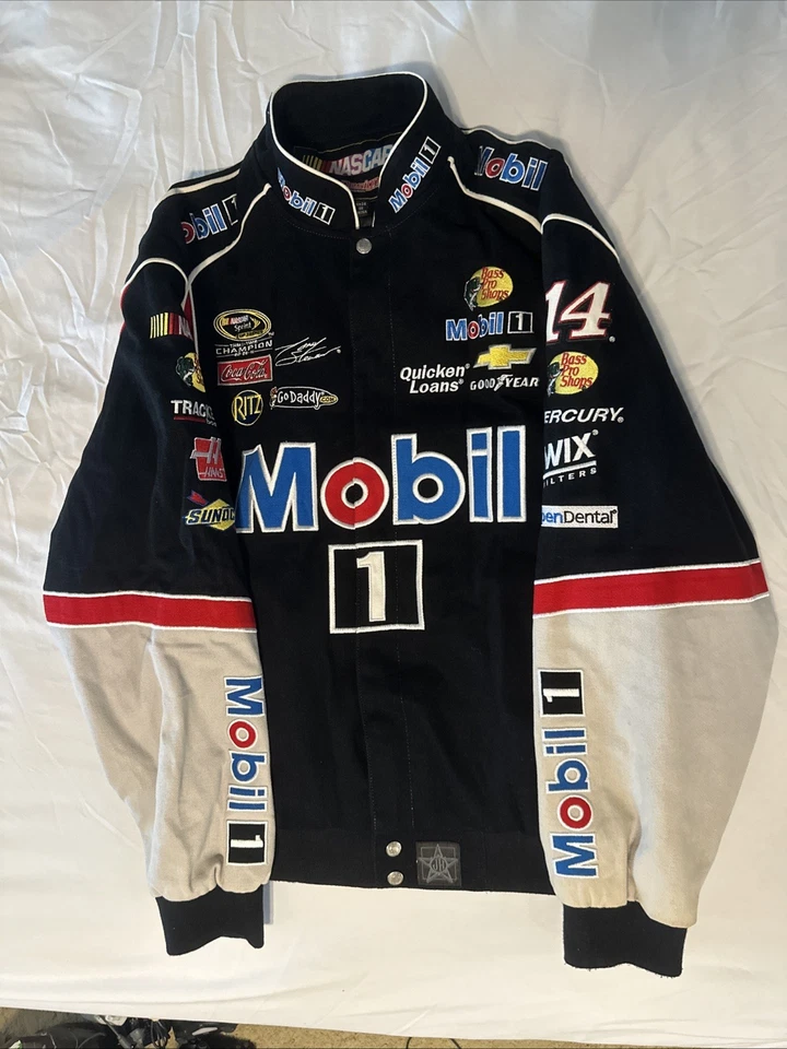 Vtg Tony Stewart NASCAR Jacket XL Mobil 1 Bass Pro Shops JH Design Racing - Image 2 of 4