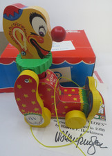 Vtg 1995 Fisher-Price Squeaky The Clown Pull Toy #76593 SIGNED BY DESIGNER NOS