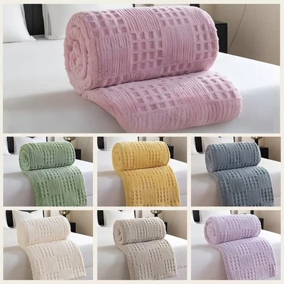 Flannel Fleece Blanket Mink Large Warm Plain Sofa Bed Throw All Colors & Sizes - Image 1 of 4