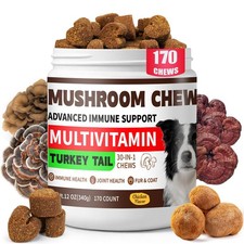 Turkey Tail Mushroom for Dogs Immune Support, 170 Chews Organic Brown