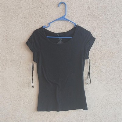Make Offer!  Miley Cyrus & Max Azria Black Cap Sleeve Tie Front Fitted Tee