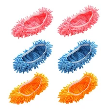 6 Pcs Microfiber Cleaning Mop Slippers Cover Shoes Dust Floor Cleaner Washable