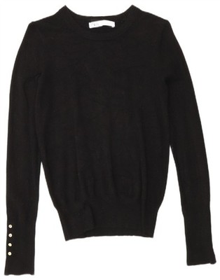 Zara Damen Pullover Pulli mit U-Boot-Ausschnitt UK 10 Small Schwarz EC13